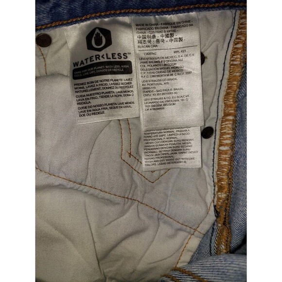 LEVI'S 501 US 24 x 28 Ripped Denim Button Fly Skinny Jeans Distressed Light Wash - Picture 8 of 9